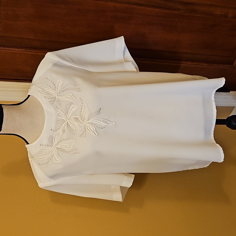 VINTAGE KATHY CHE BLOUSE EMBROIDERY 16 100% POLYESTER BEAUTIFUL DESIGN
